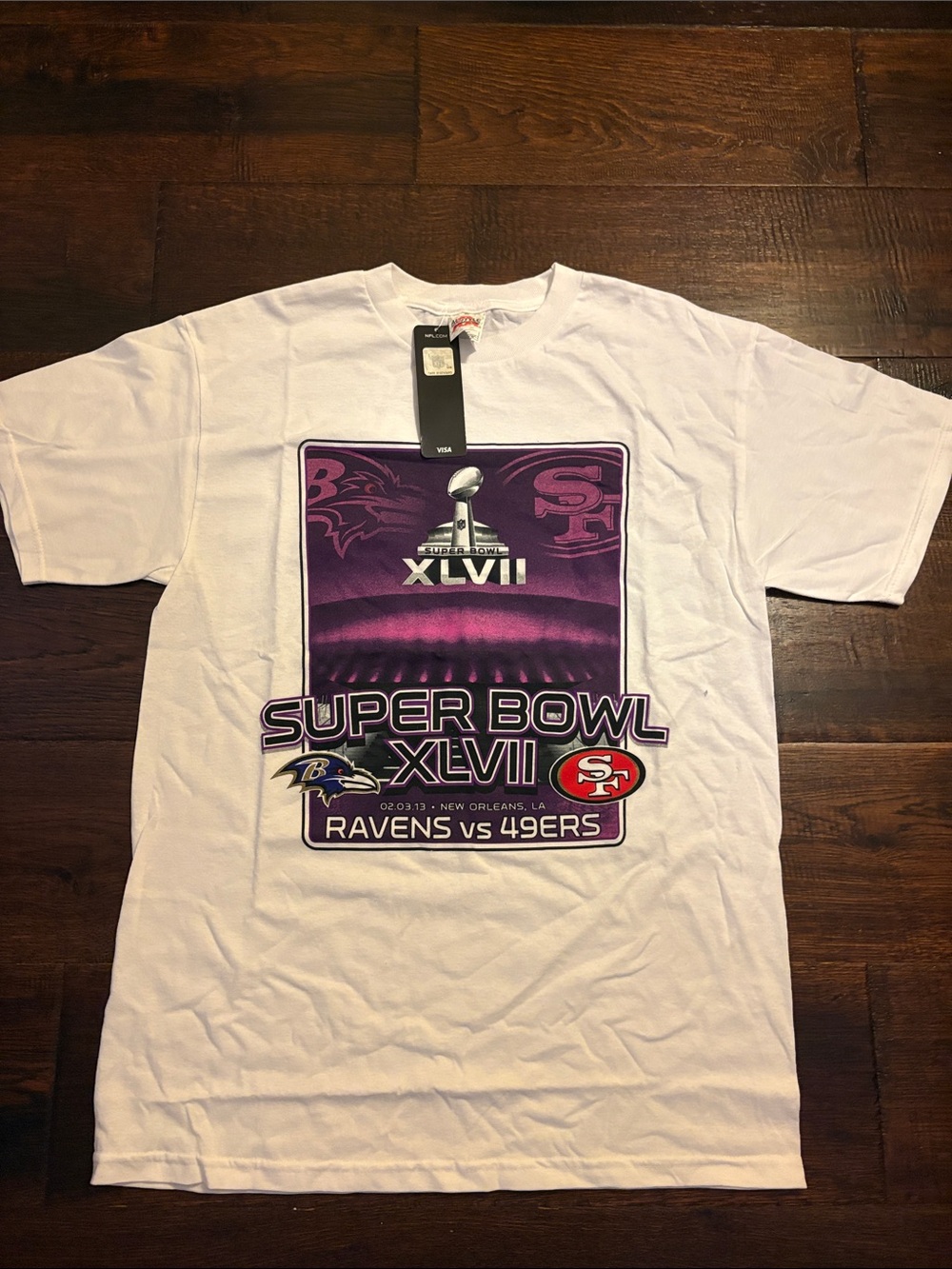 Alstyle White Super Bowl XLVII Ravens vs 49ers Graphic Tee